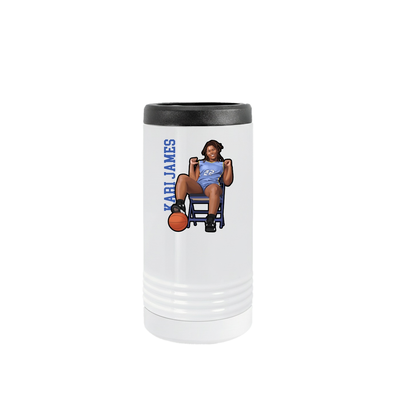 Slim Beverage Holder — Name Vertical in White