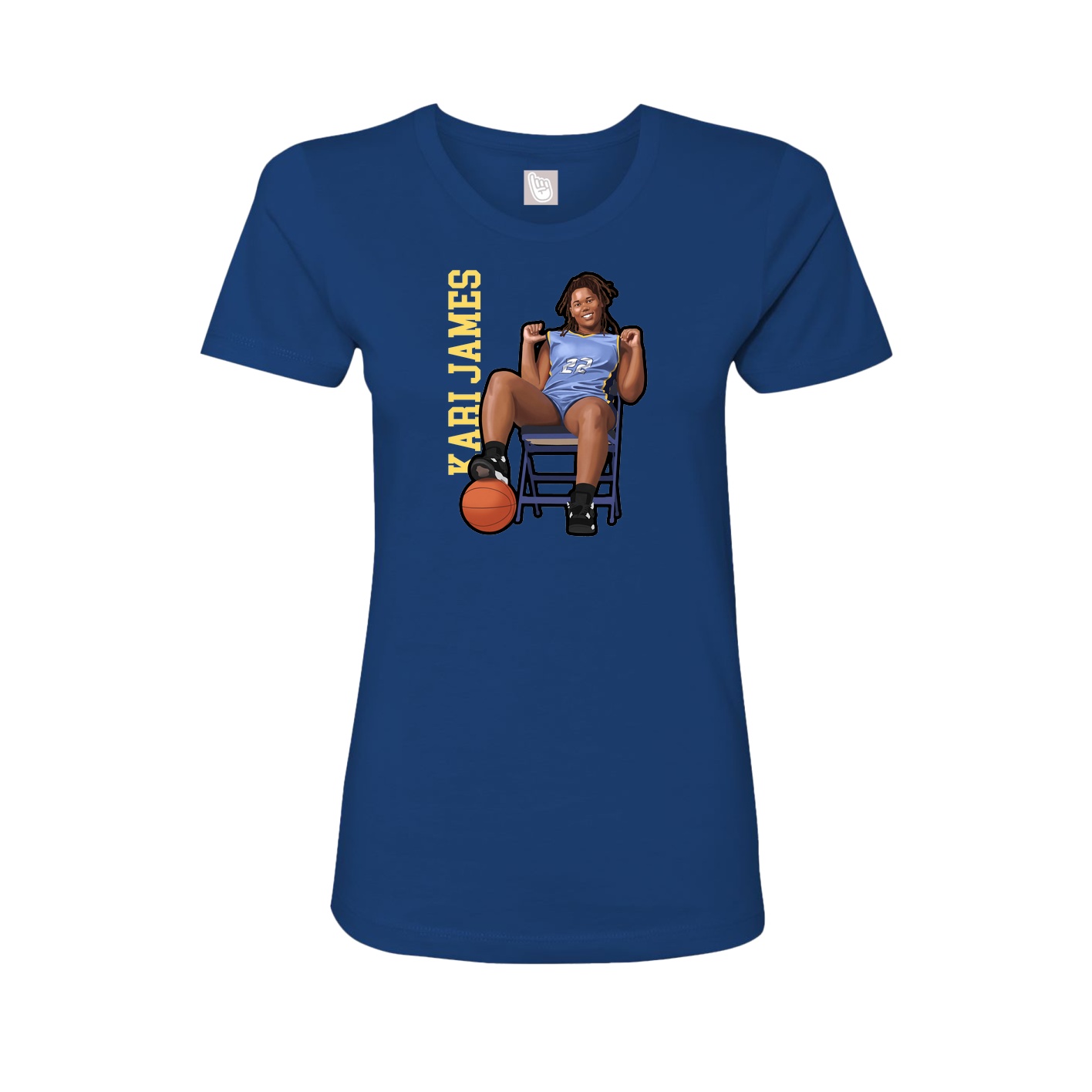 Womens Tee — Name Vertical in Royal