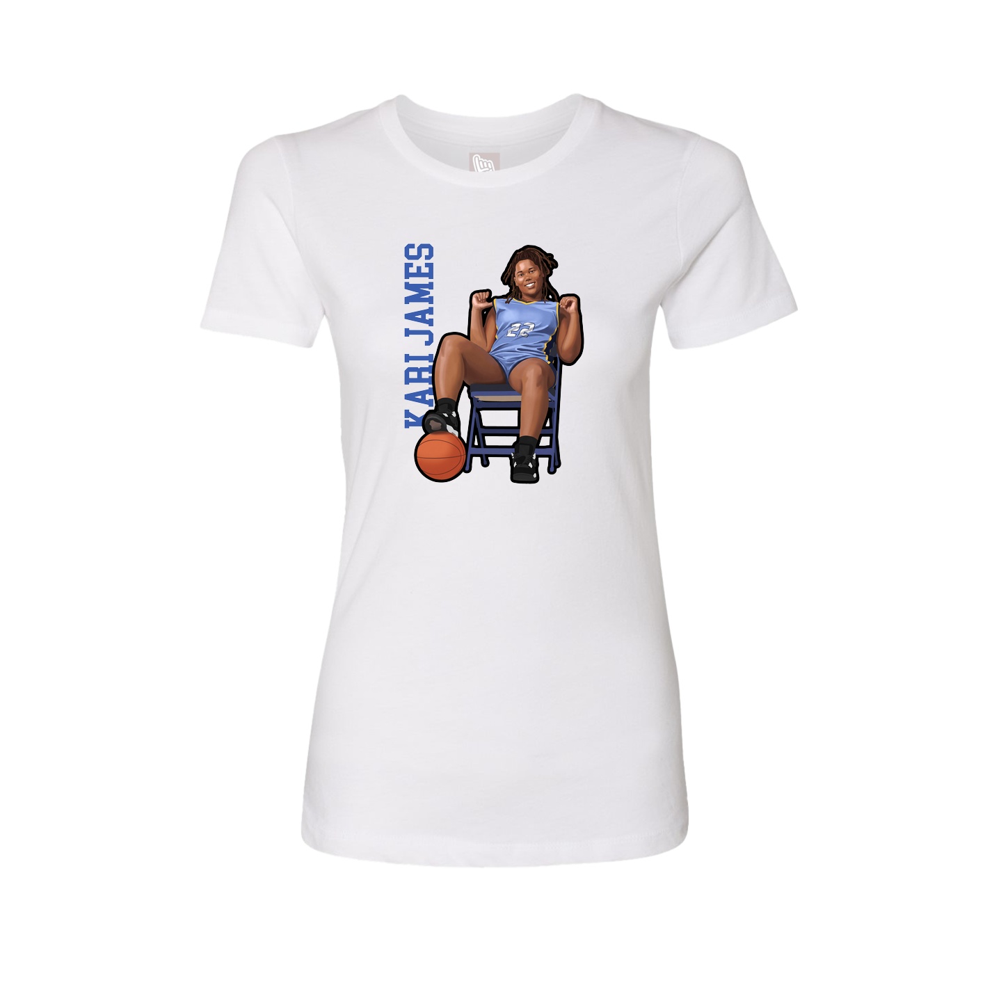 Womens Tee — Name Vertical in White