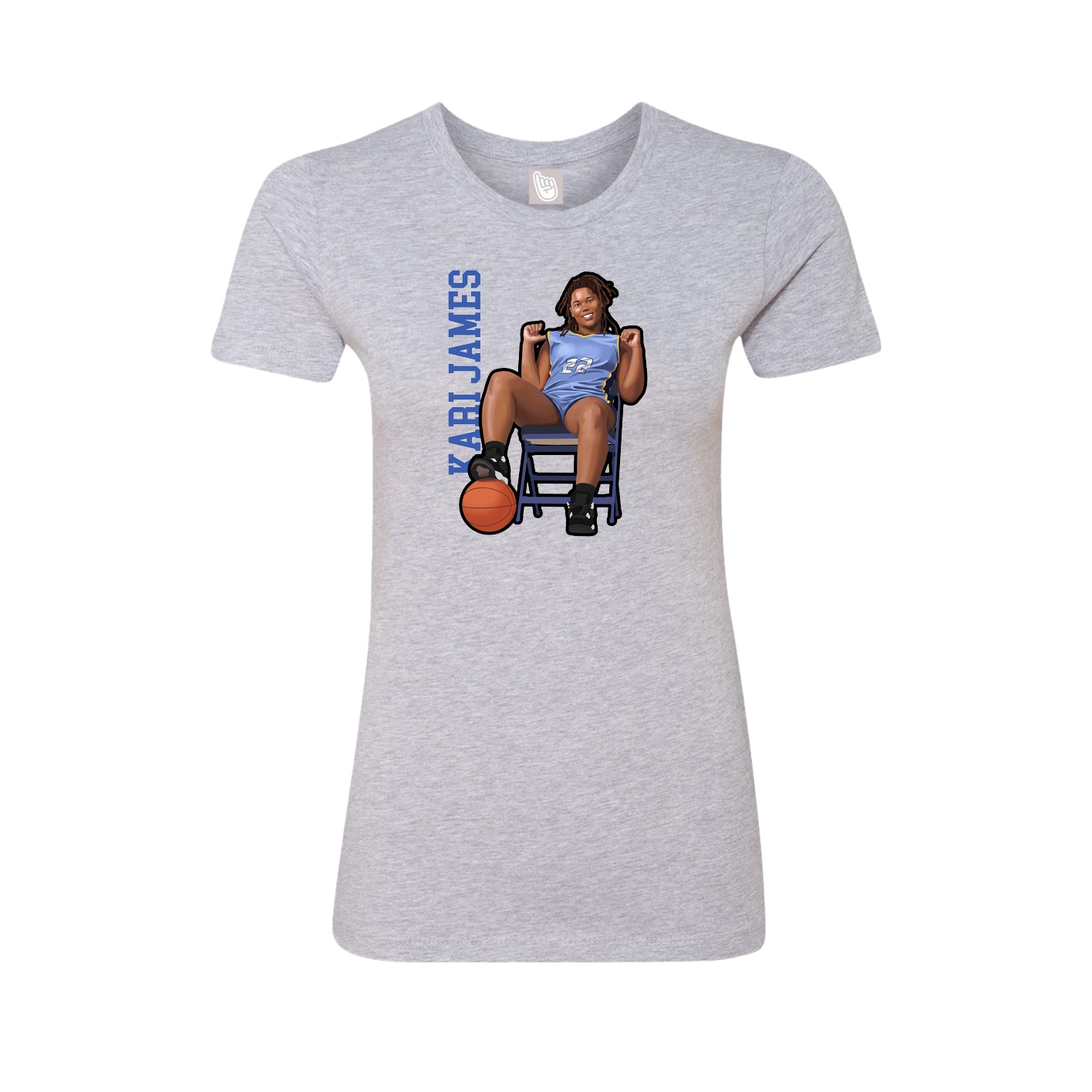 Womens Tee — Name Vertical in Grey
