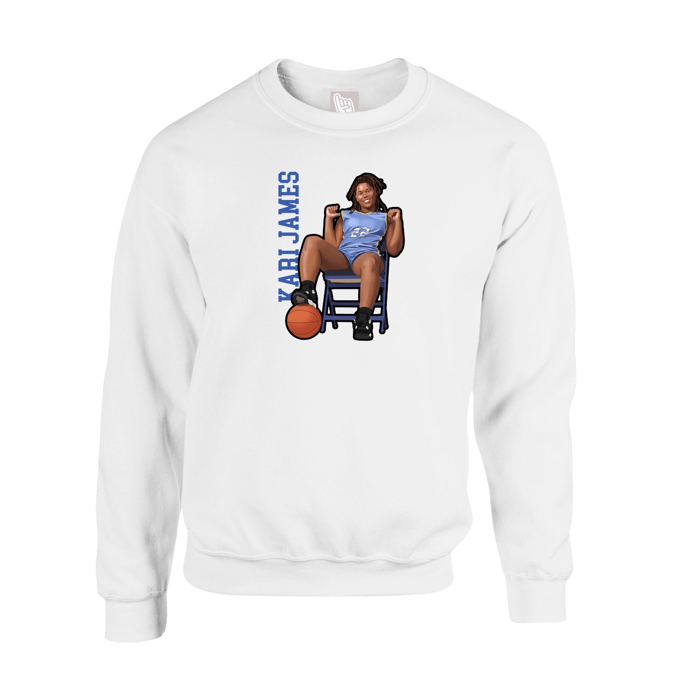 Fleece Crew — Name Vertical in White