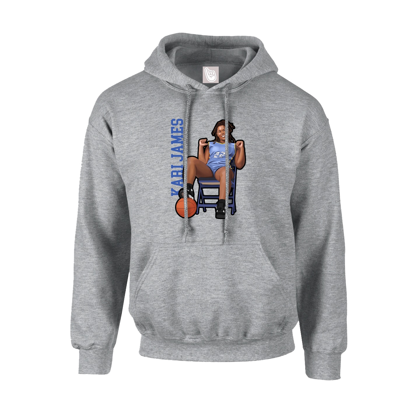 Youth Hoodie — Name Vertical in Grey
