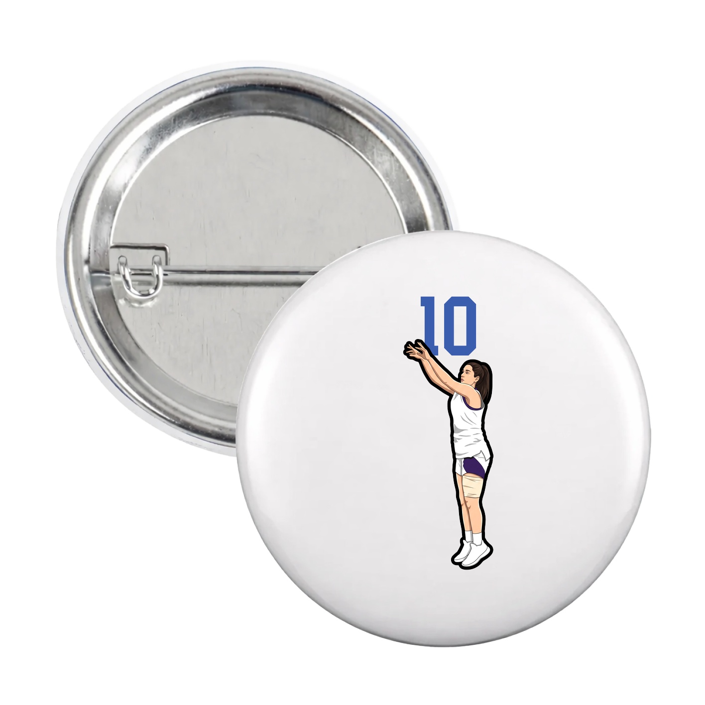 Game Day Button — Number Top in White