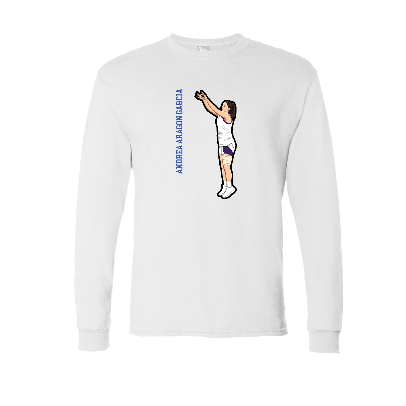 Long Sleeve Tee — Name Vertical in White