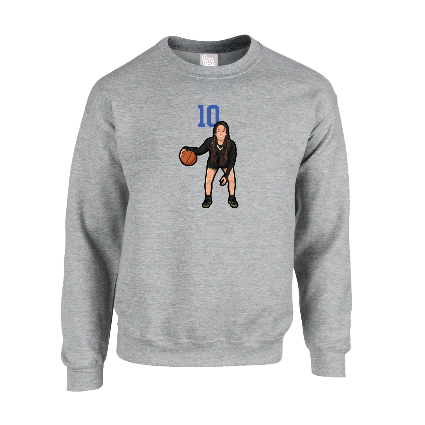 Fleece Crew — Number Top in Grey