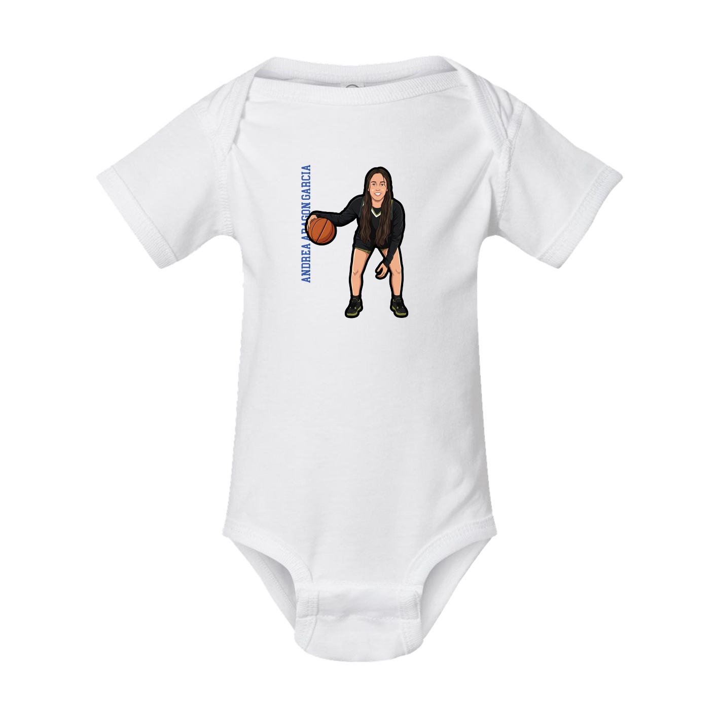 Baby Onesie — Name Vertical in White