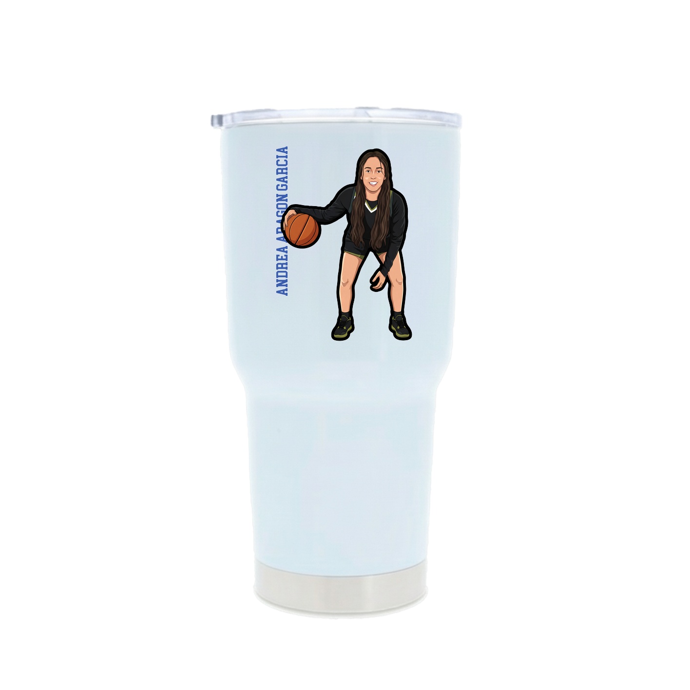30oz Stainless Steel Tumbler — Name Vertical in White