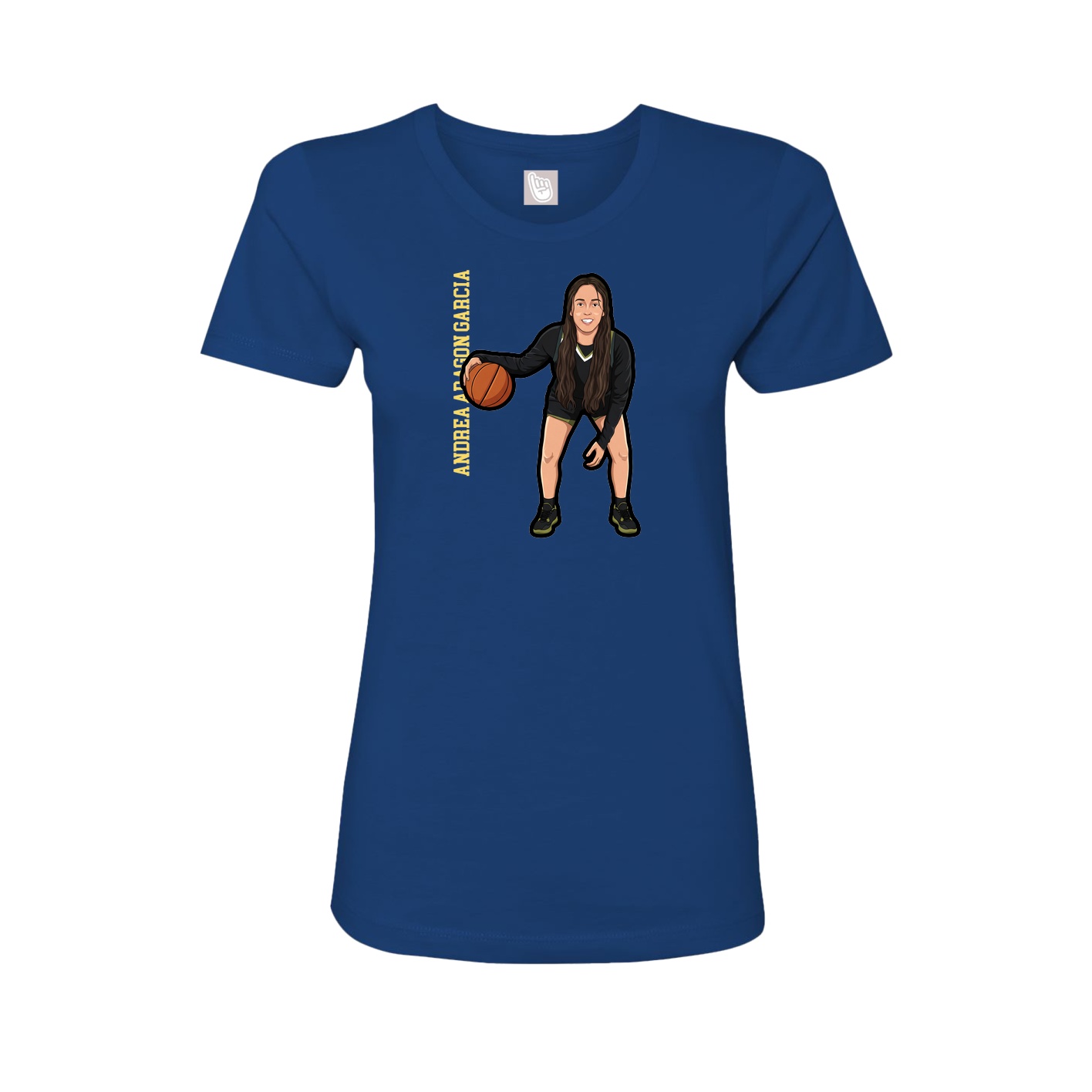 Fitted Women's Tee — Name Vertical in Royal