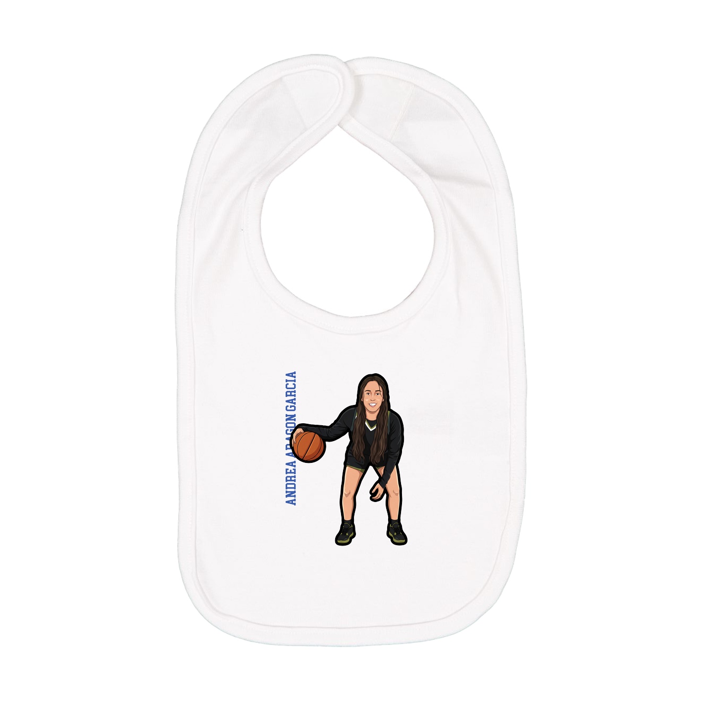 Infant Bib — Name Vertical in White