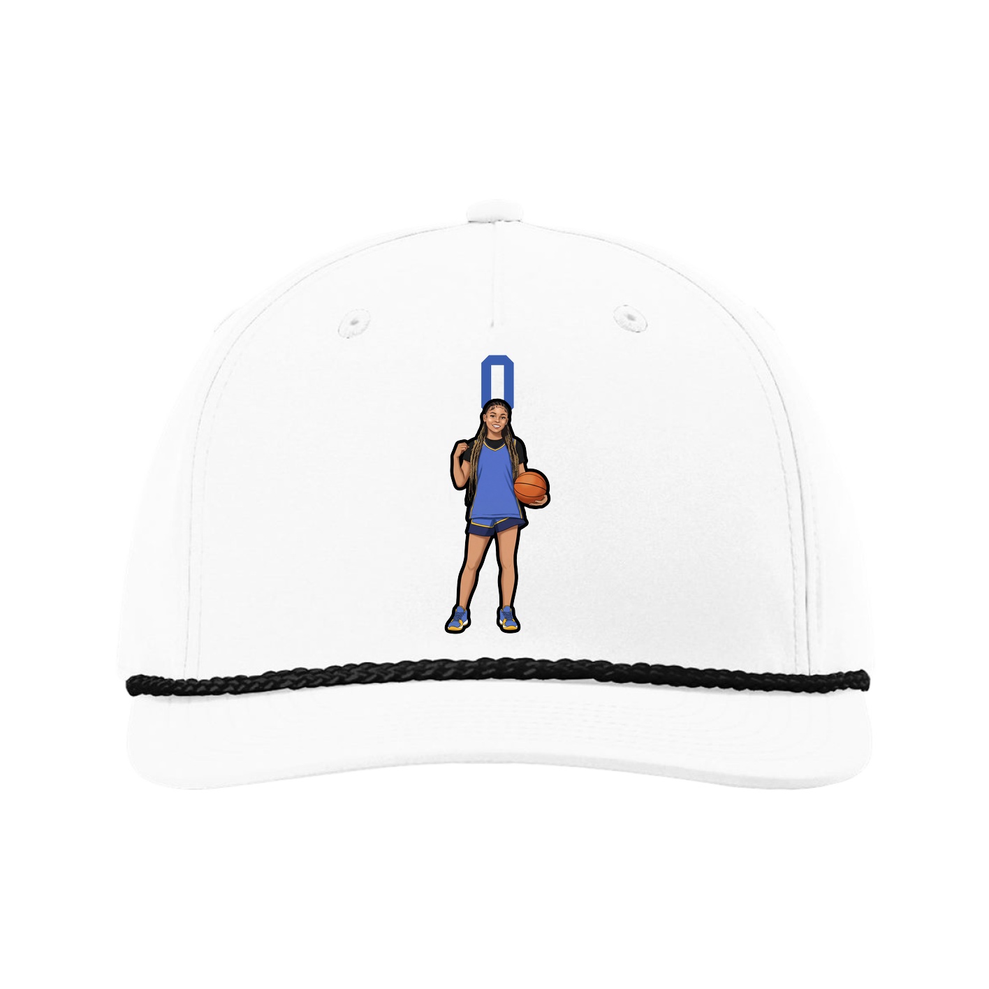 Five-Panel Classic Rope Cap — Number Top in White