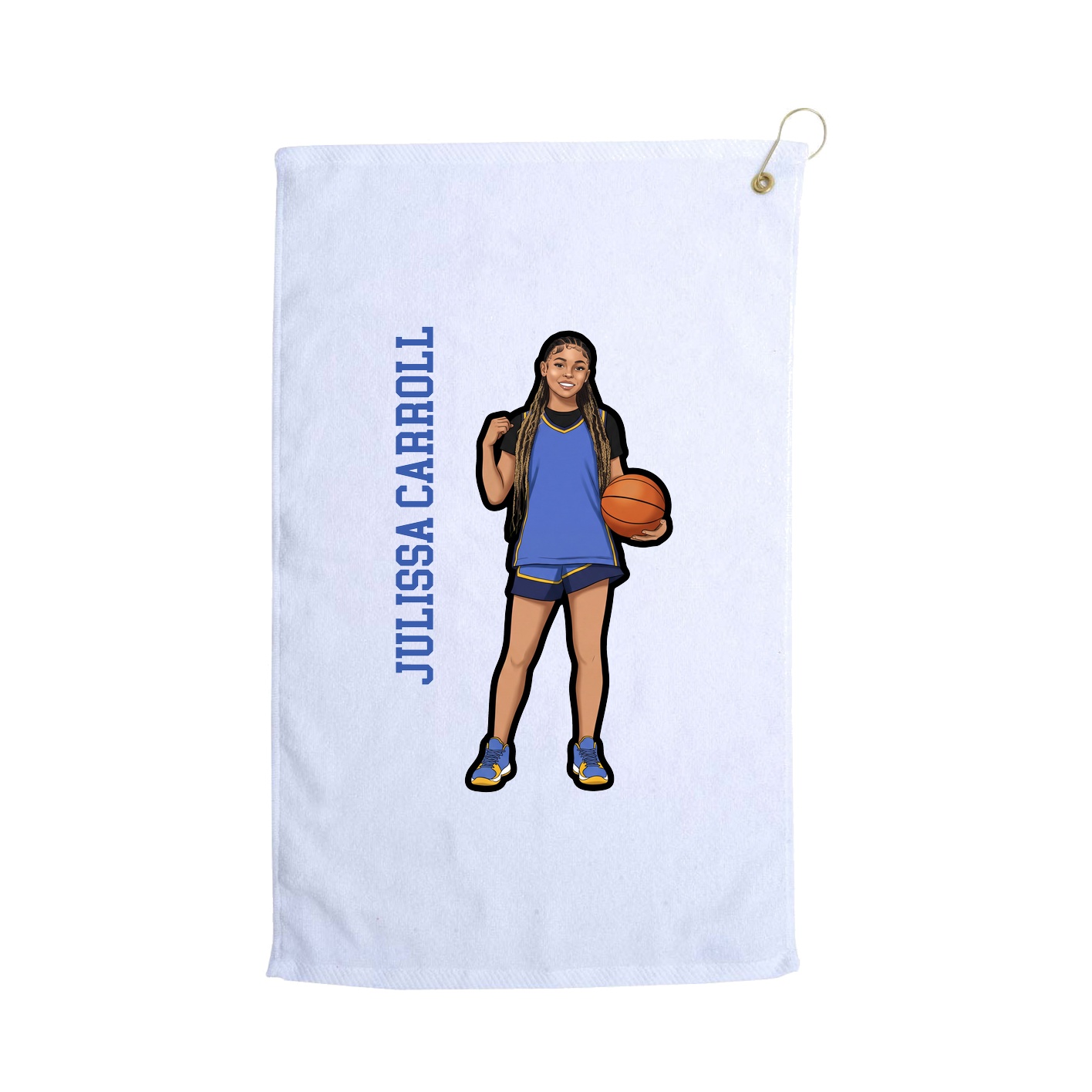 Golf Towel — Name Vertical in White