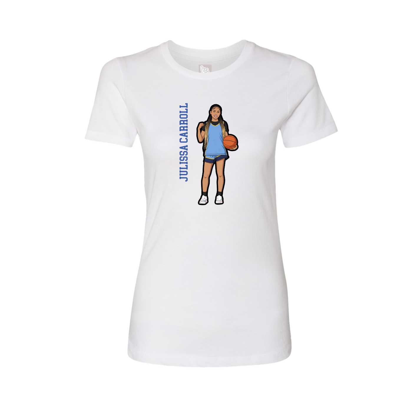 Fitted Women's Tee — Name Vertical in White