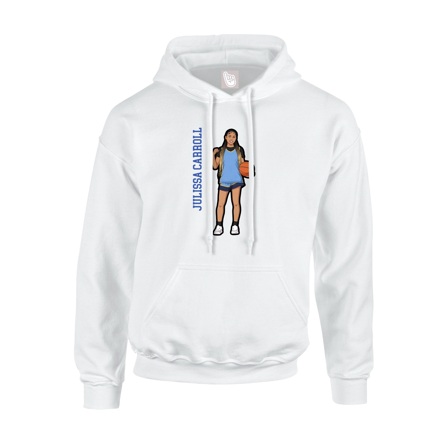 Youth Hoodie — Name Vertical in White