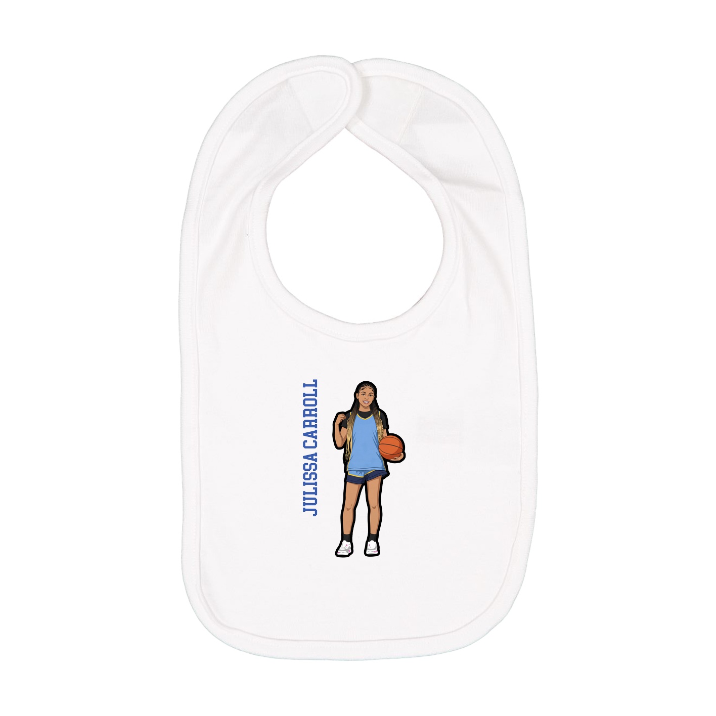 Infant Bib — Name Vertical in White