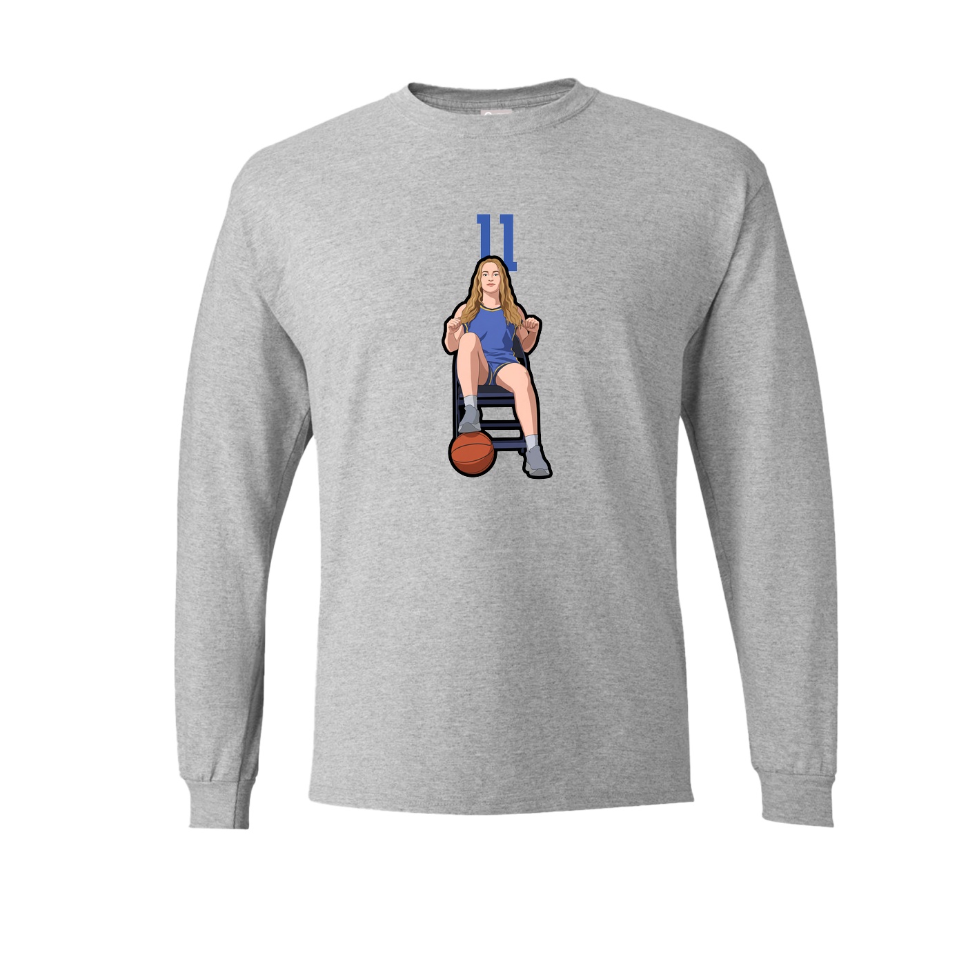 Long Sleeve Tee — Number Top in Grey