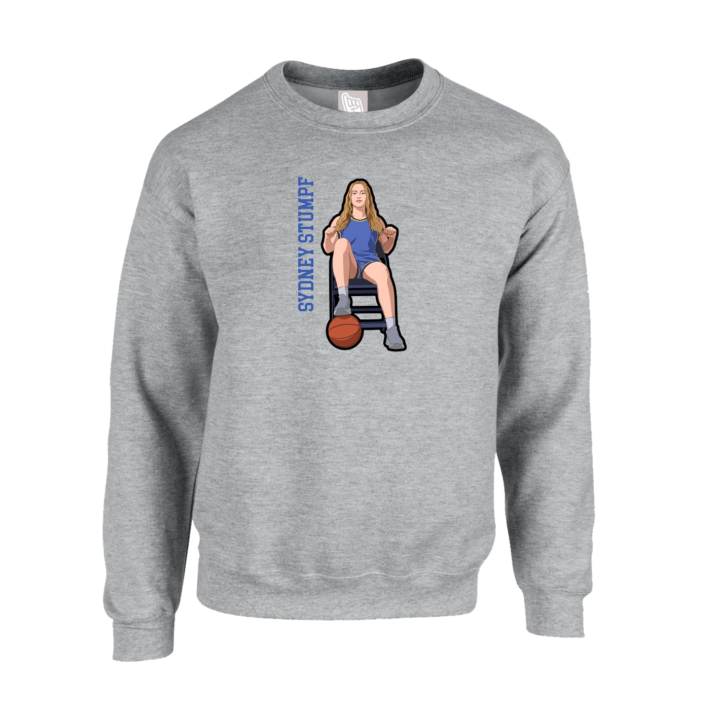 Fleece Crew — Name Vertical in Grey