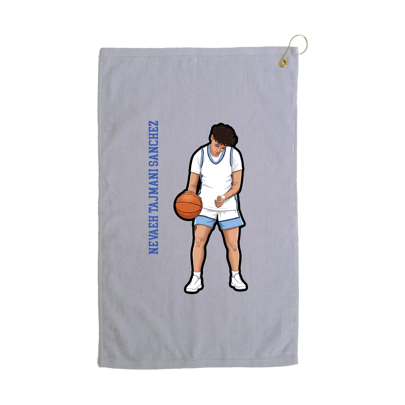 Golf Towel — Name Vertical in Grey