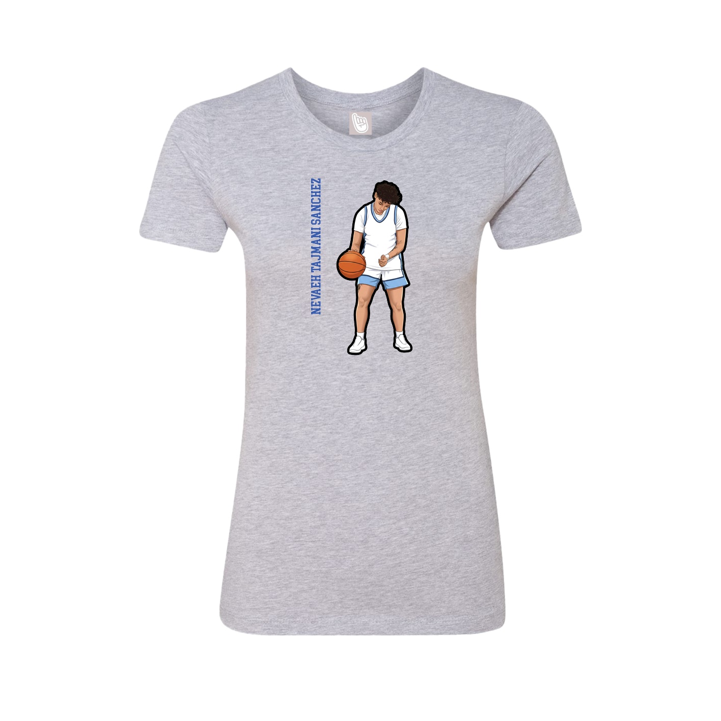 Fitted Women's Tee — Name Vertical in Grey