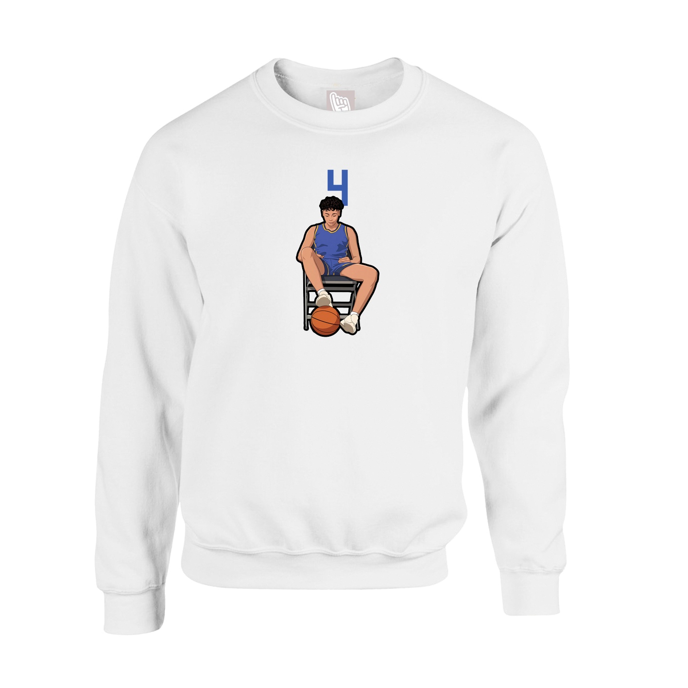 Fleece Crew — Number Top in White
