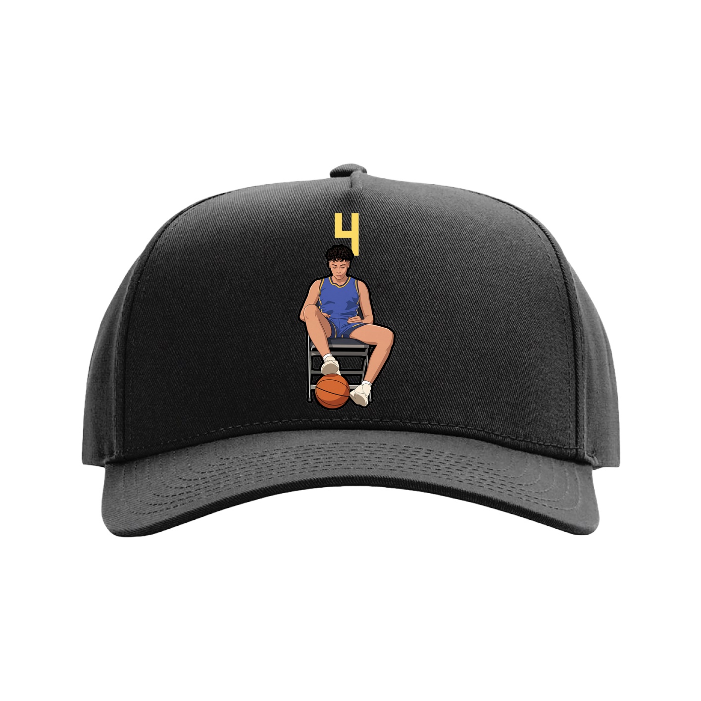 Full Fabric Five-Panel Champ Cap — Number Top in Black