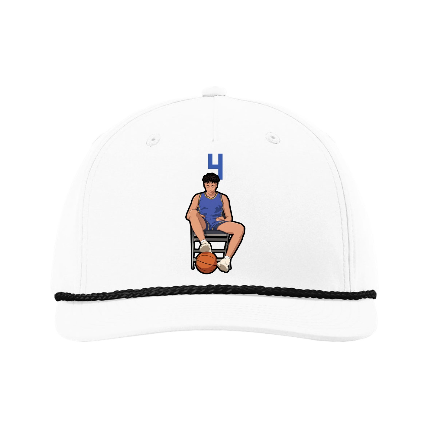 Five-Panel Classic Rope Cap — Number Top in White