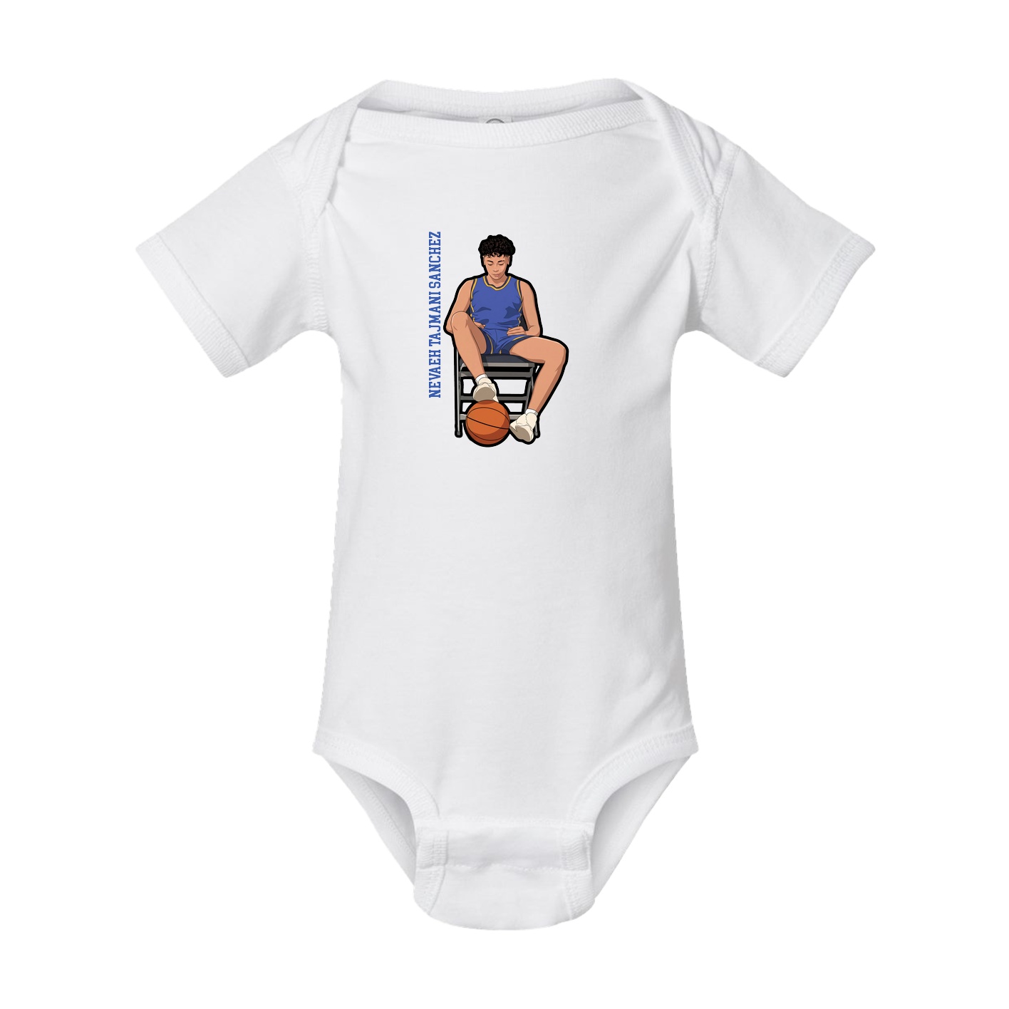 Baby Onesie — Name Vertical in White