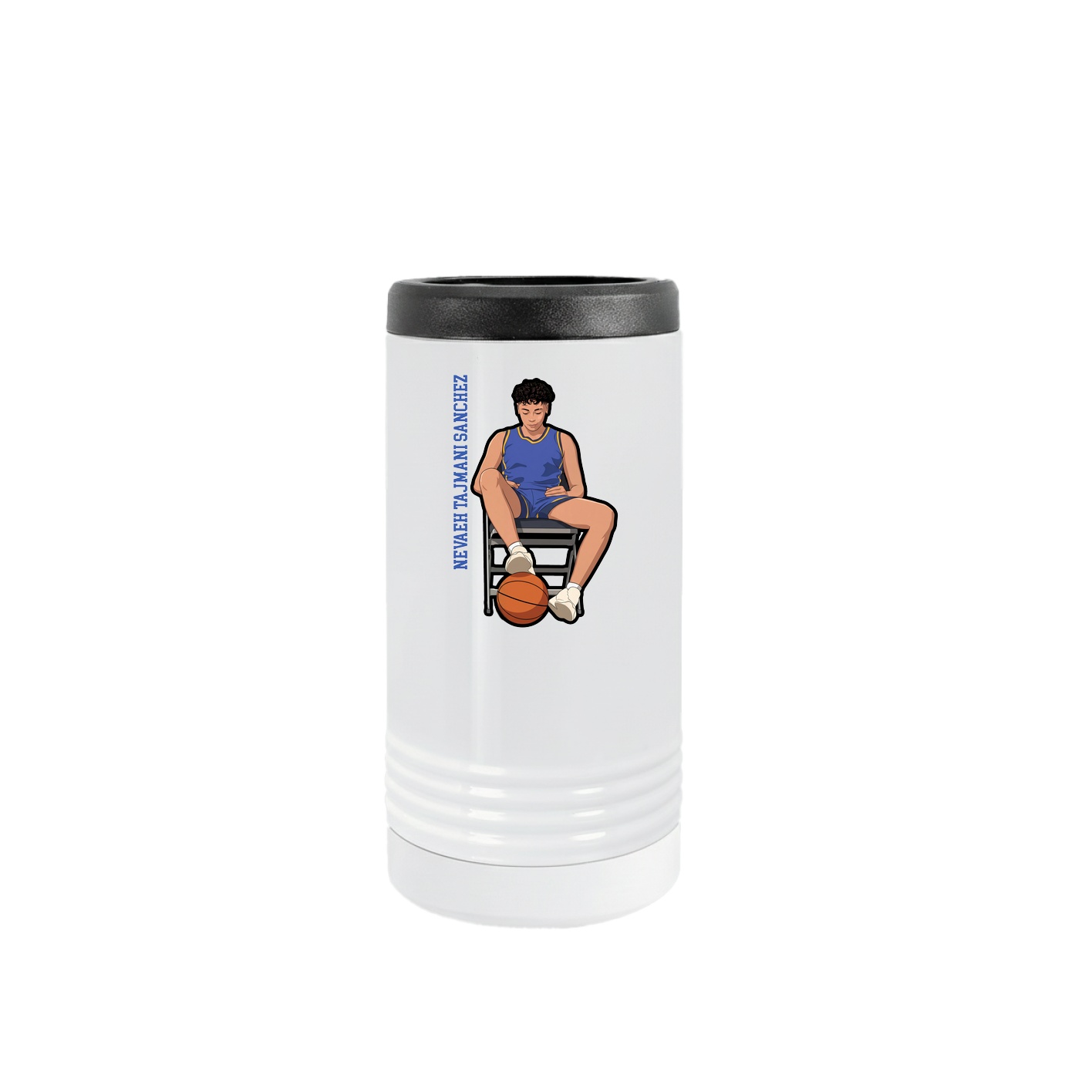 Slim Beverage Holder — Name Vertical in White