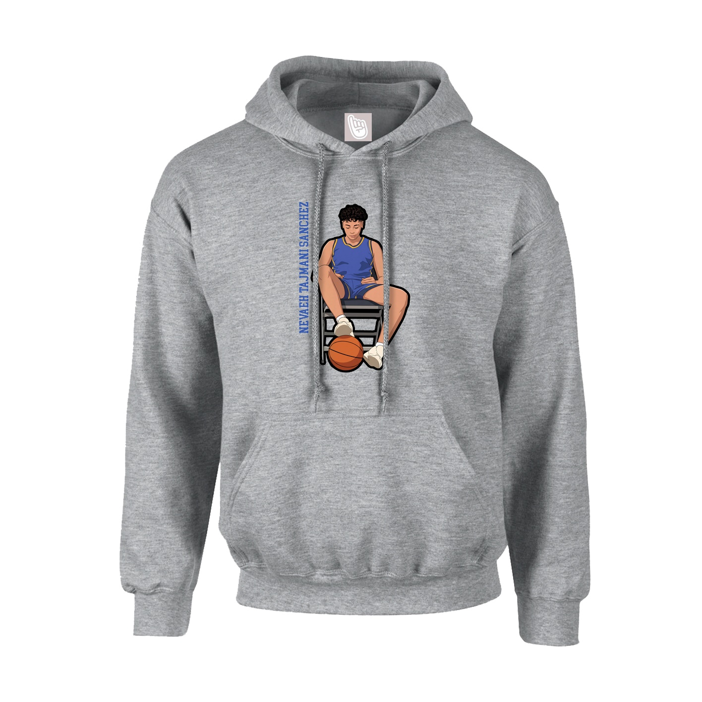 Hoodie — Name Vertical in Grey