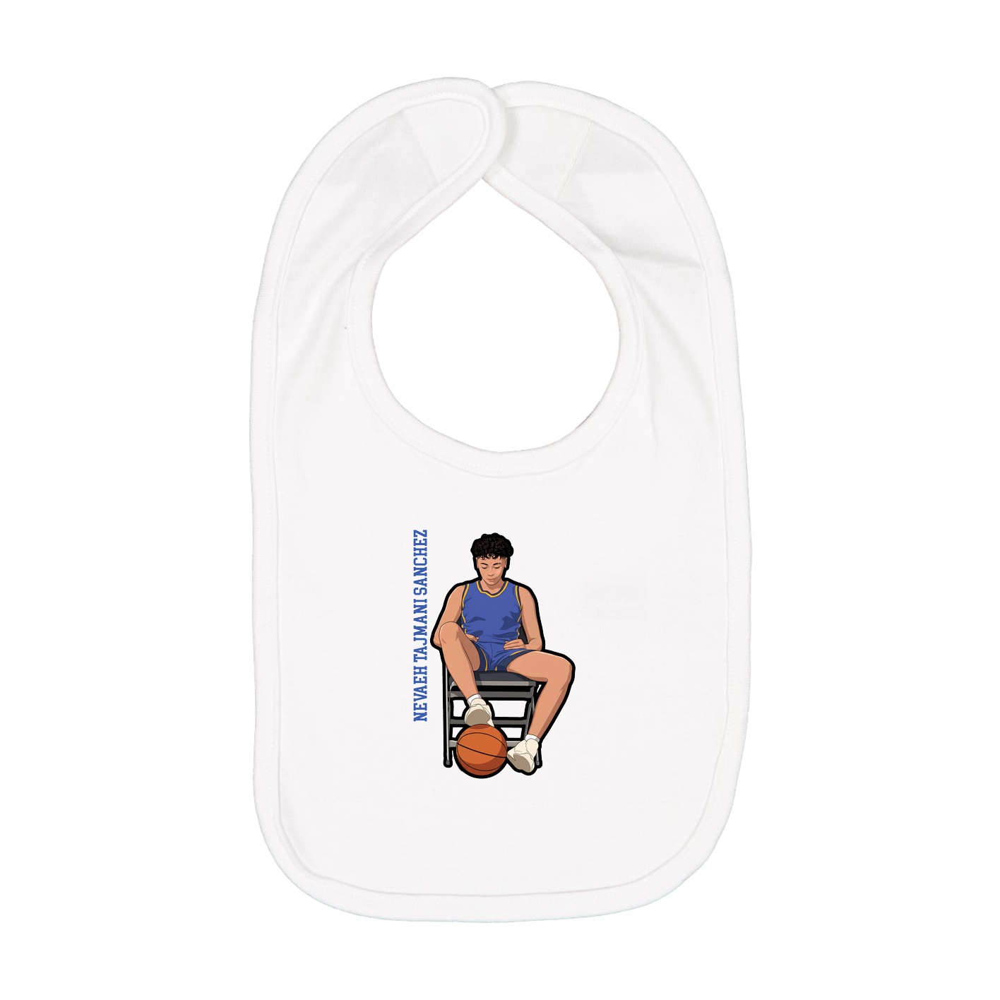 Infant Bib — Name Vertical in White