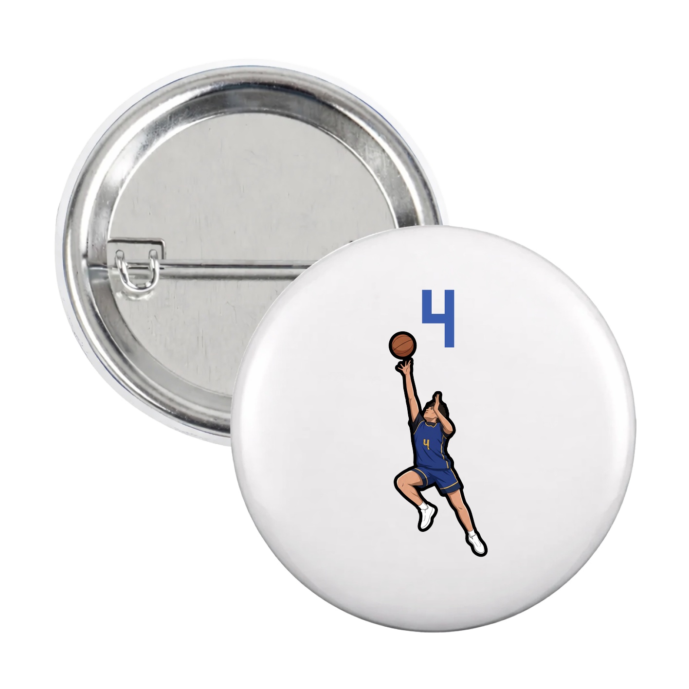 Game Day Button — Number Top in White