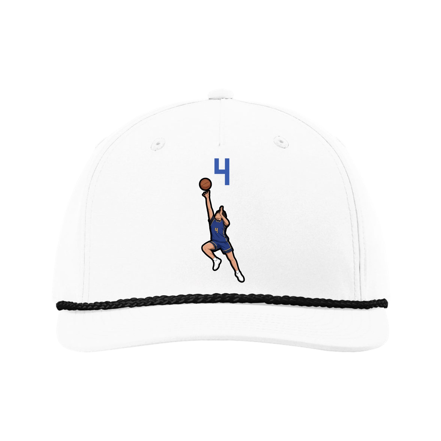 Five-Panel Classic Rope Cap — Number Top in White