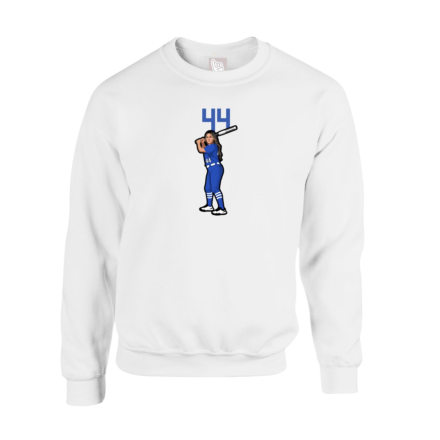 Fleece Crew — Number Top in White