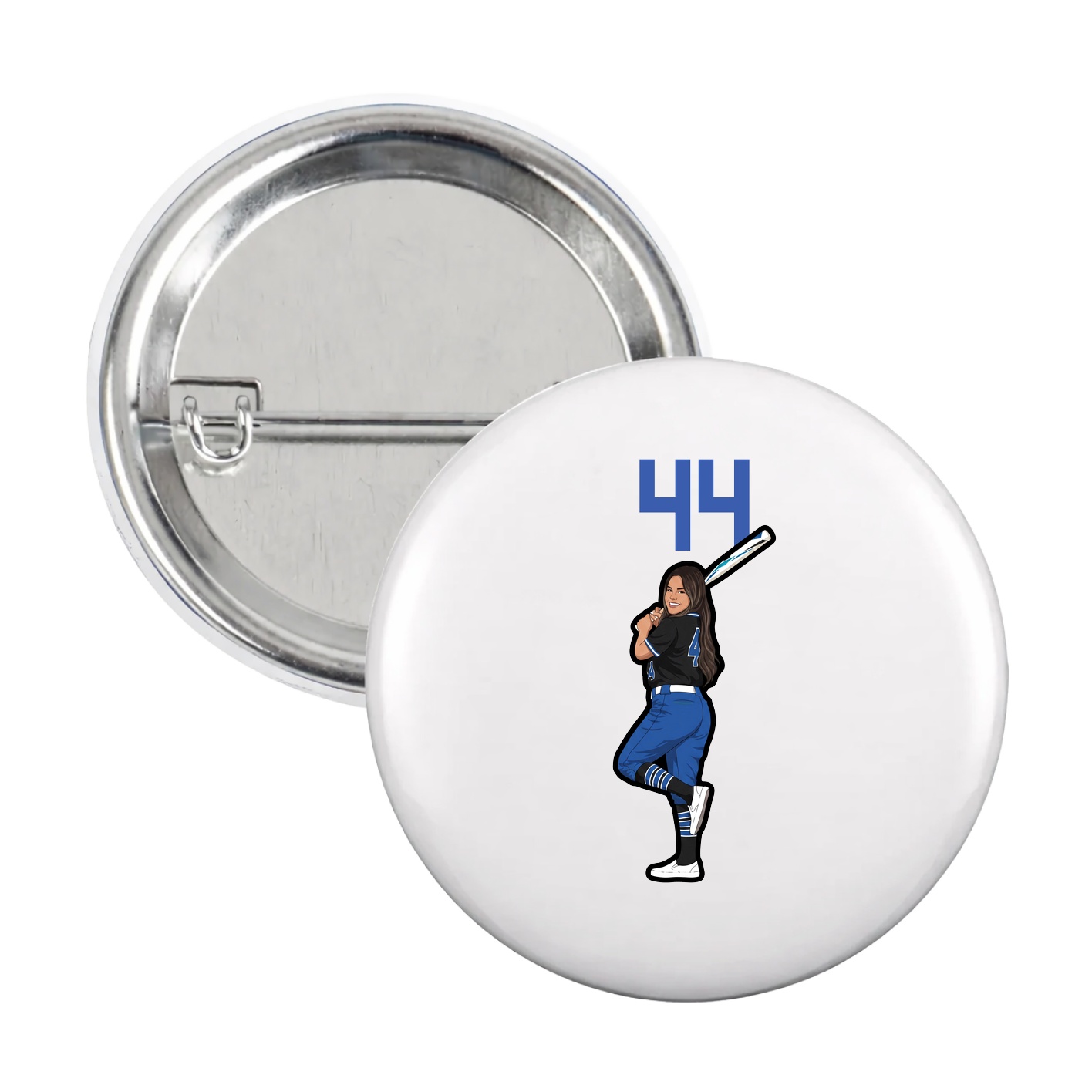 Game Day Button — Number Top in White