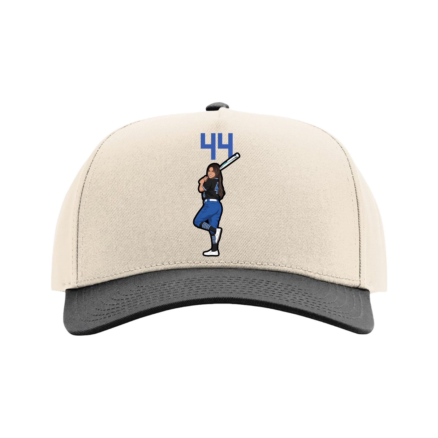 Full Fabric Five-Panel Champ Cap — Number Top in Cream/Black