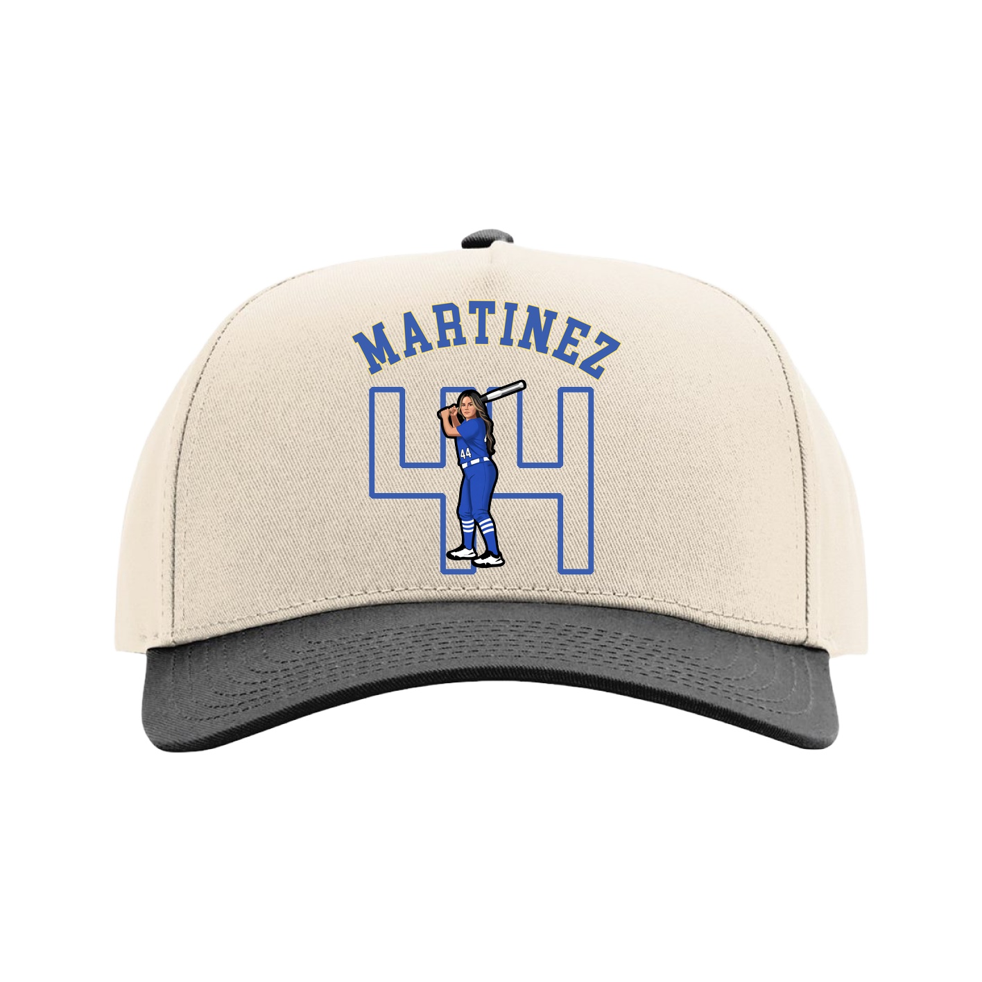 Full Fabric Five-Panel Champ Cap — Shirsey Arch in Cream/Black