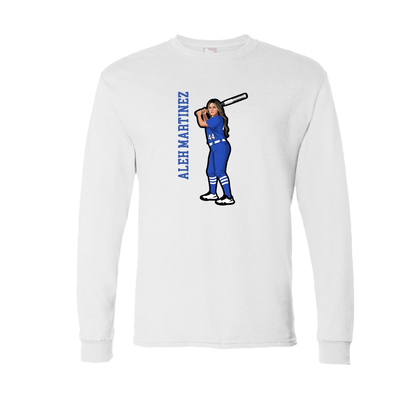 Long Sleeve Tee — Name Vertical in White