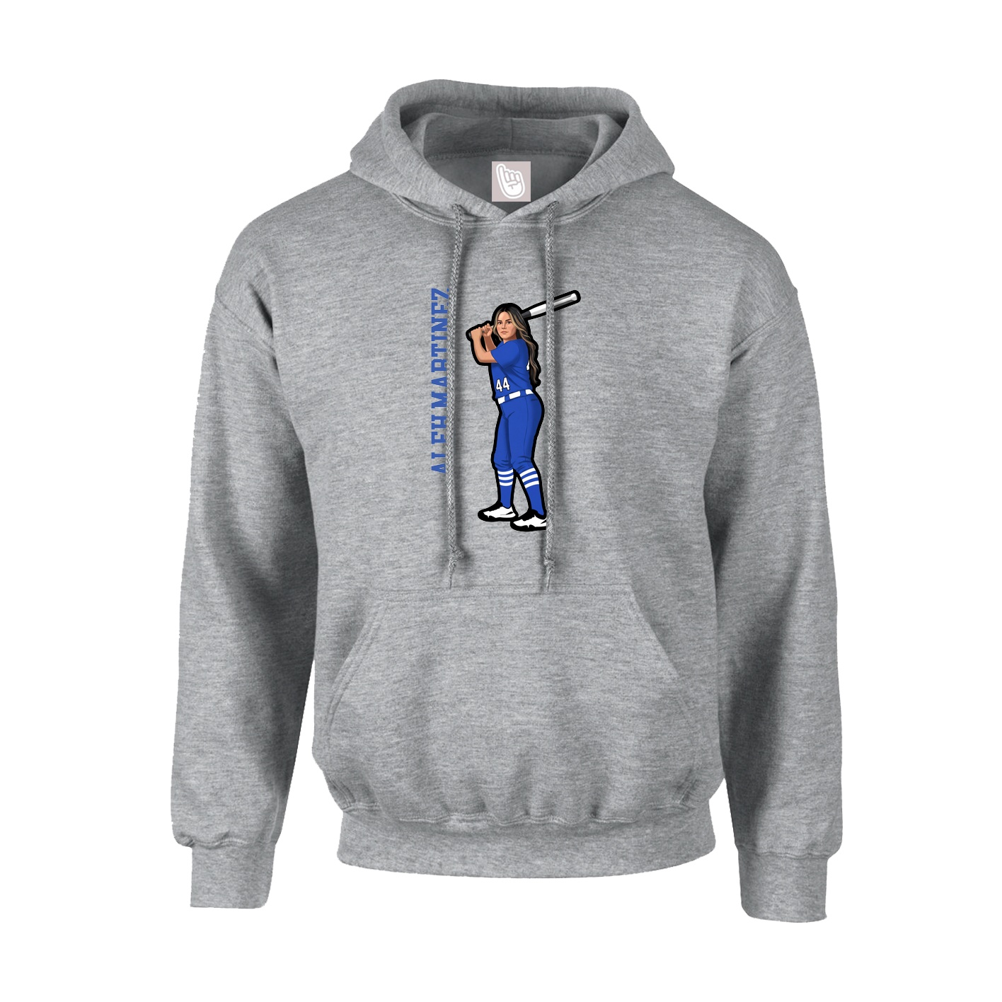 Hoodie — Name Vertical in Grey