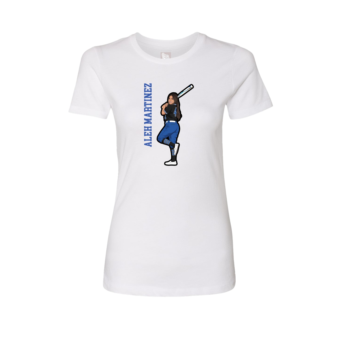 Womens Tee — Name Vertical in White