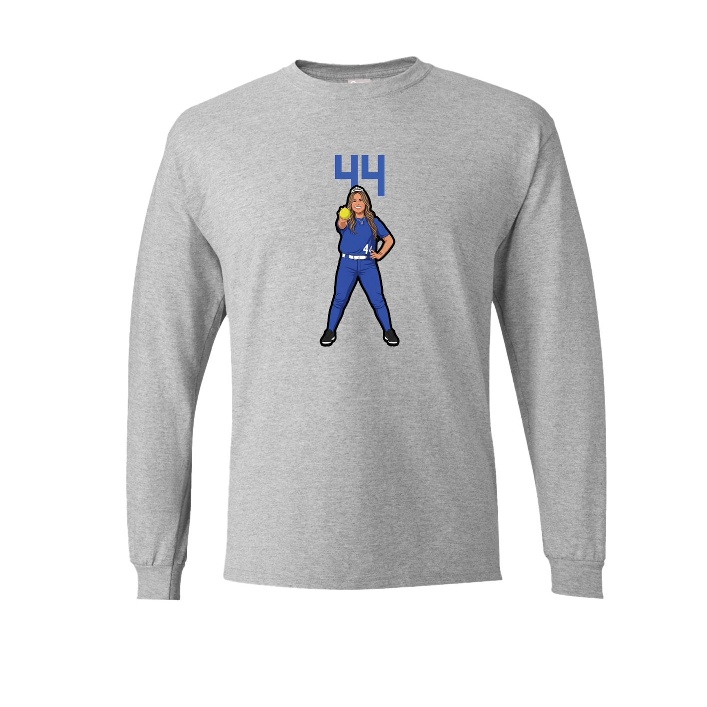 Long Sleeve Tee — Number Top in Grey