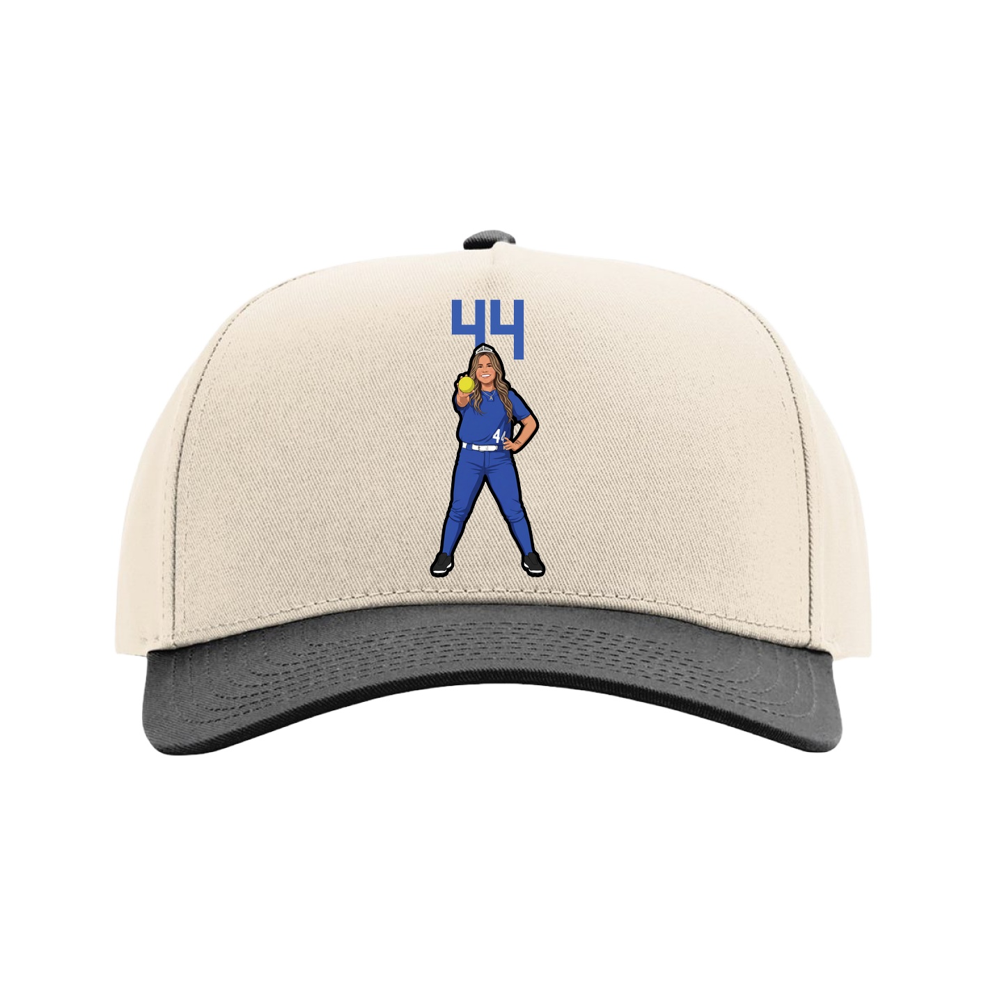 Full Fabric Five-Panel Champ Cap — Number Top in Cream/Black
