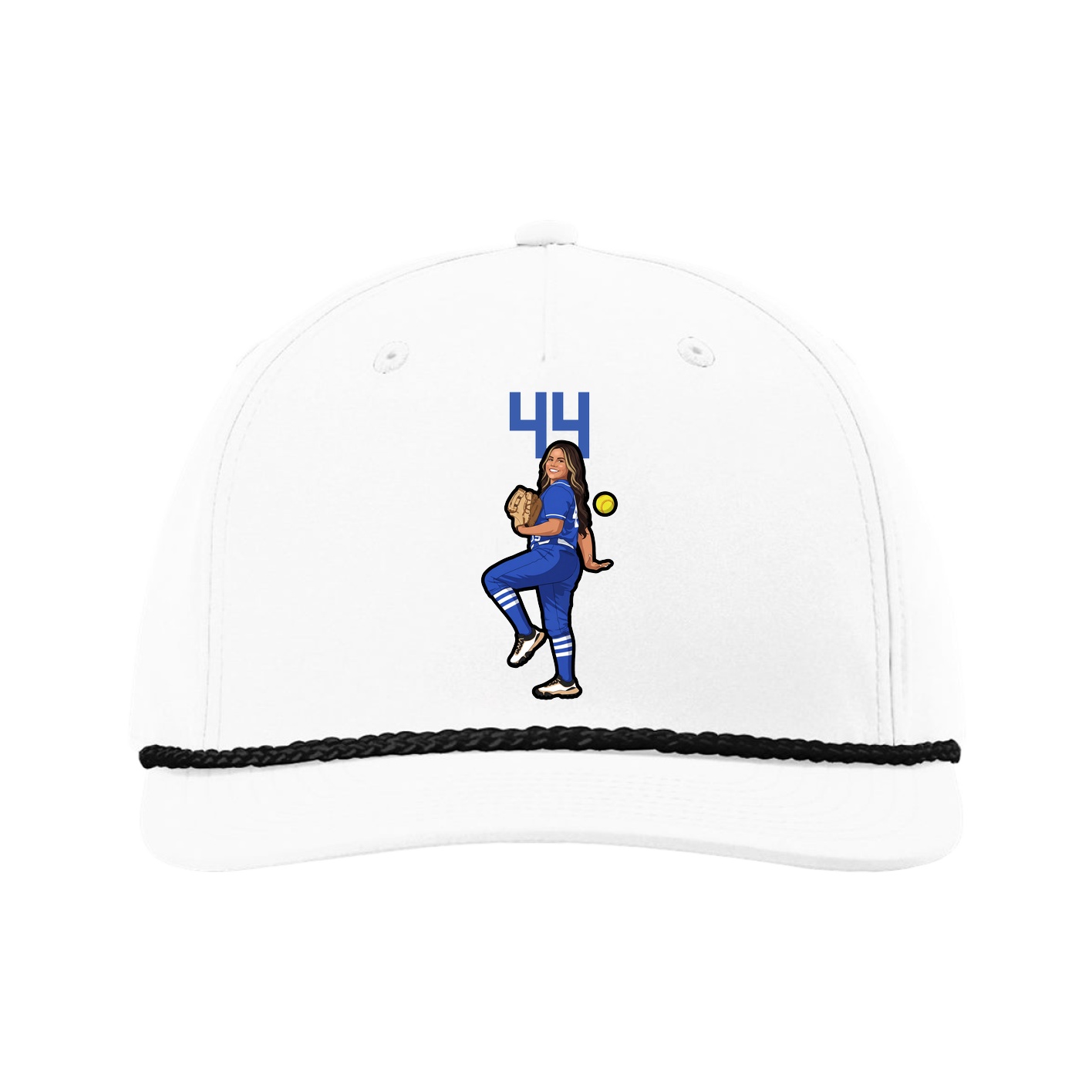 Five-Panel Classic Rope Cap — Number Top in White