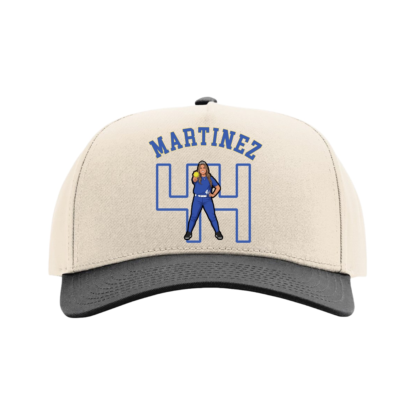 Full Fabric Five-Panel Champ Cap — Shirsey Arch in Cream/Black