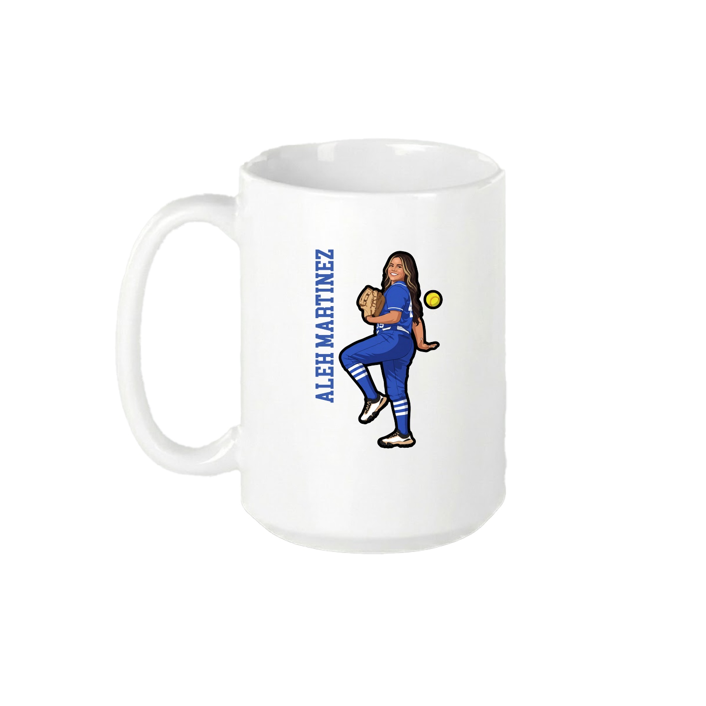 15oz Coffee Mug — Name Vertical in White