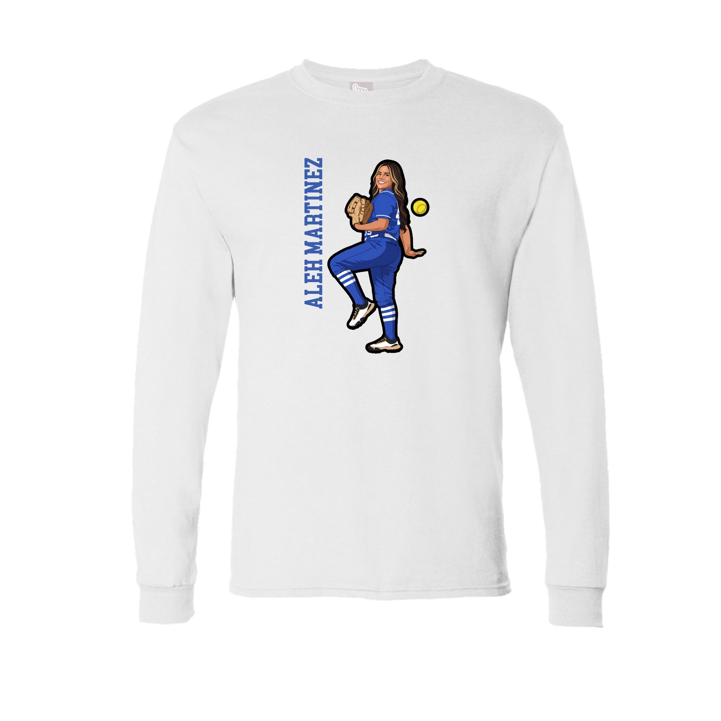 Long Sleeve Tee — Name Vertical in White