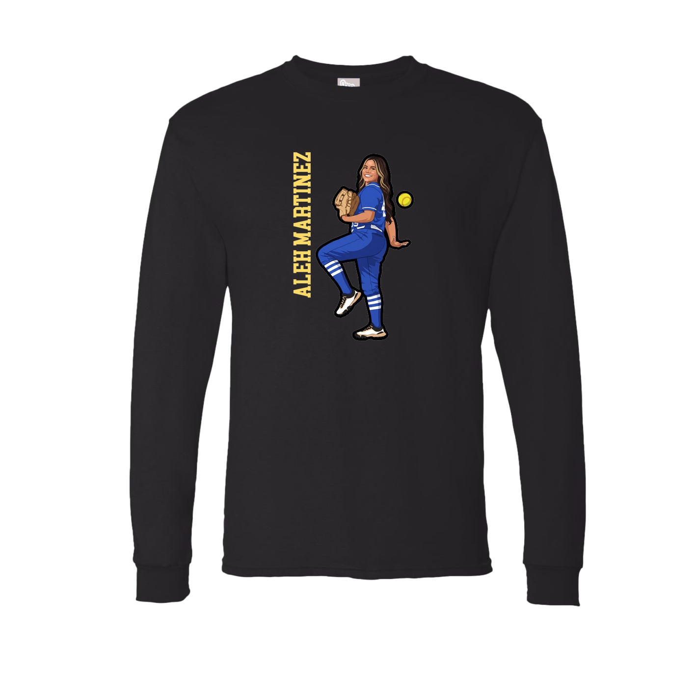 Long Sleeve Tee — Name Vertical in Black