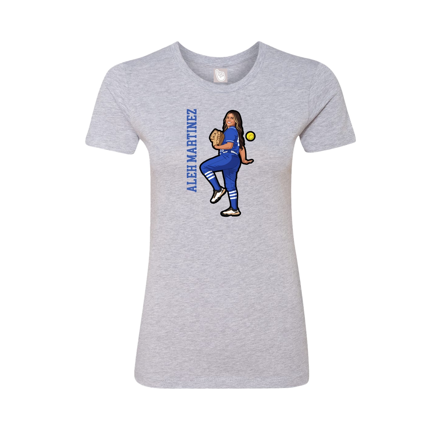 Fitted Women's Tee — Name Vertical in Grey