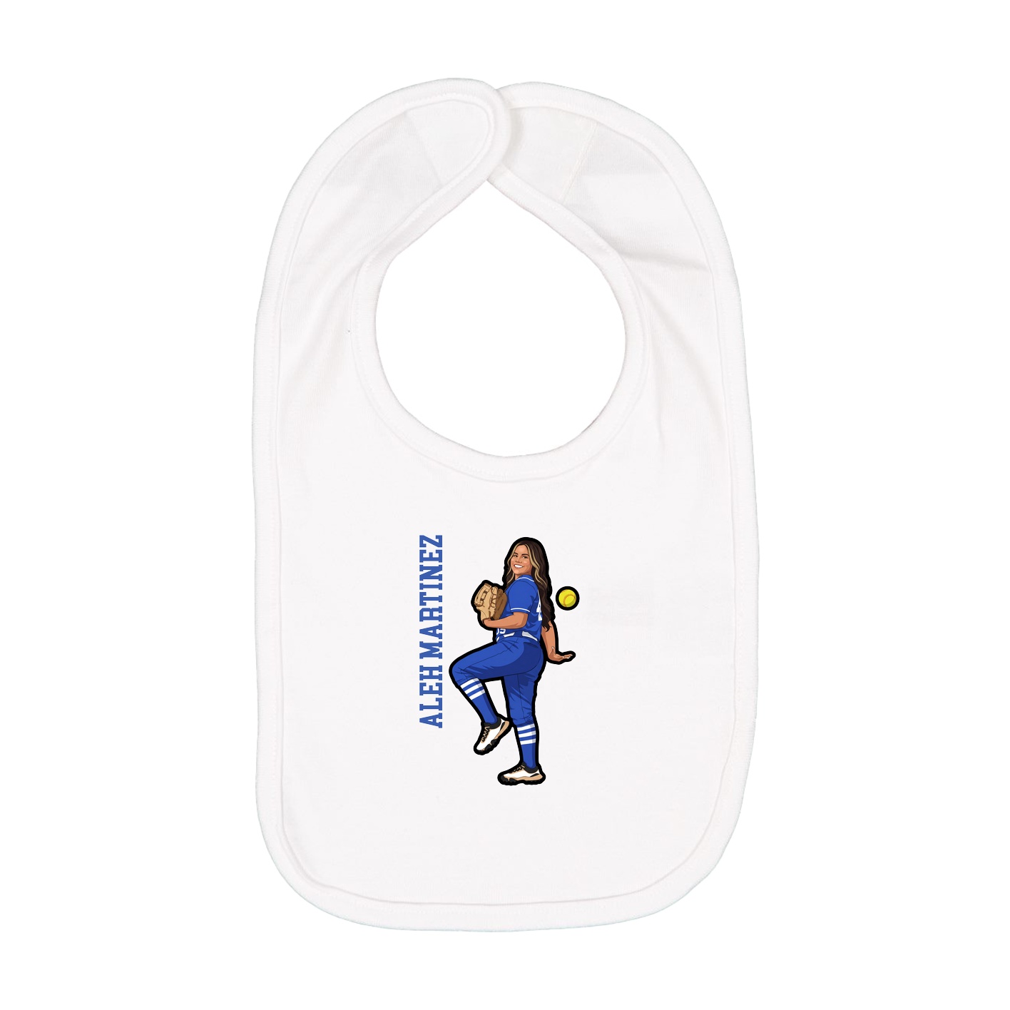 Infant Bib — Name Vertical in White