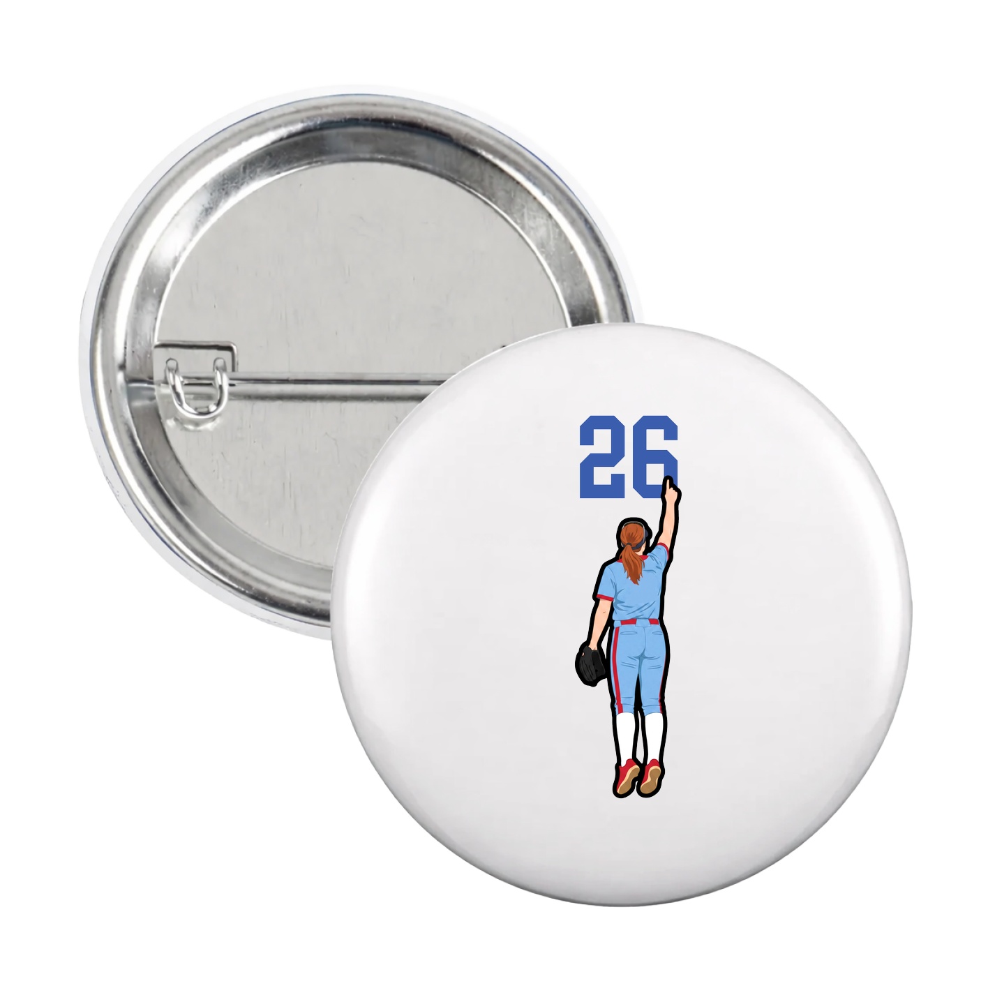 Game Day Button — Number Top in White