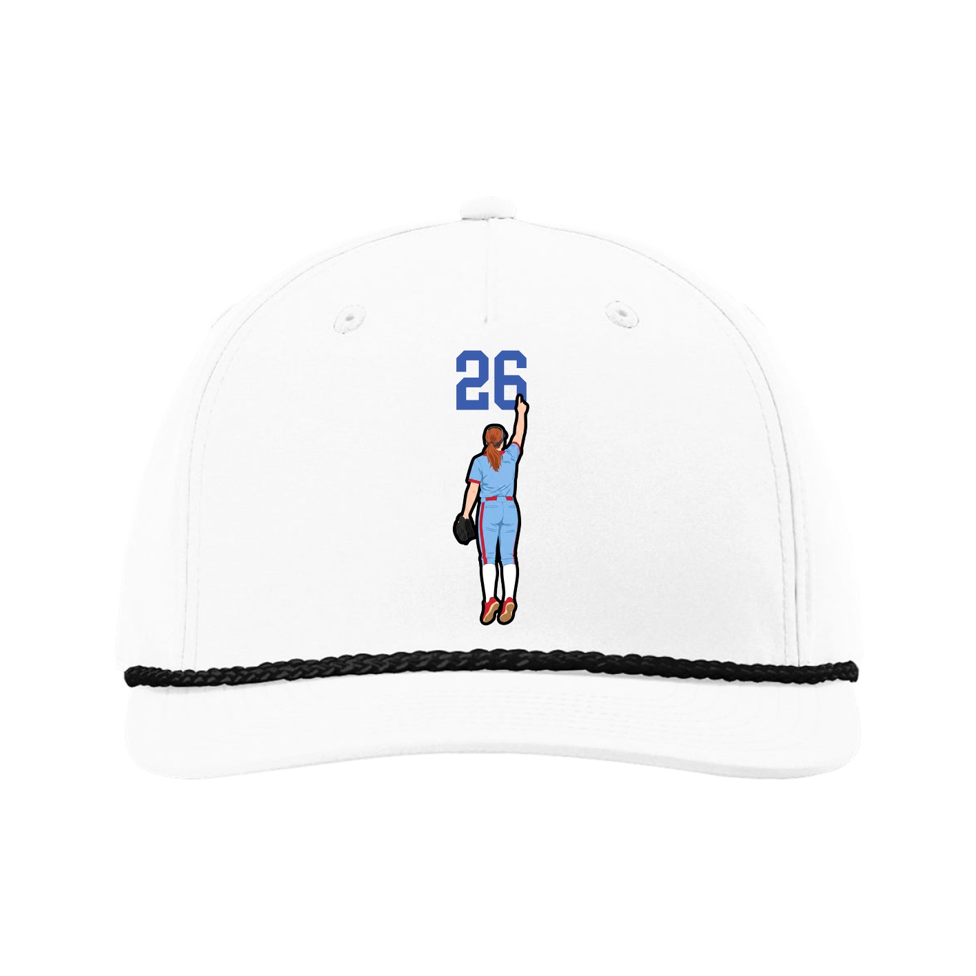Five-Panel Classic Rope Cap — Number Top in White