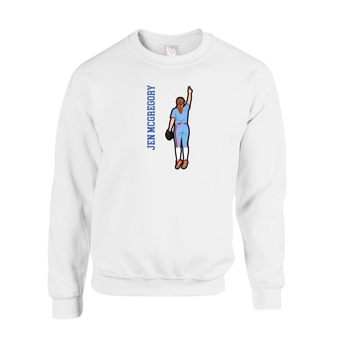 Fleece Crew — Name Vertical in White